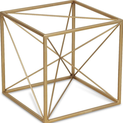 8" Gold Metal Abstract Geo Cube Sculpture HomeRoots