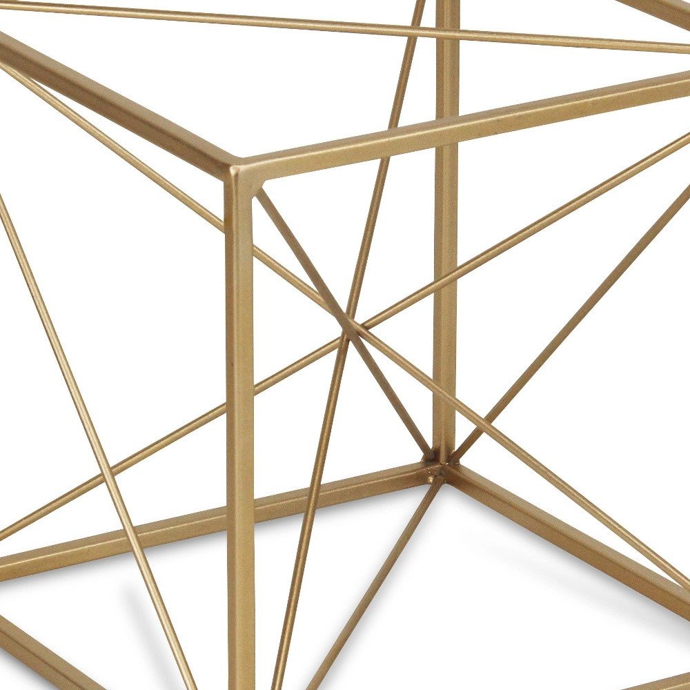 8" Gold Metal Abstract Geo Cube Sculpture HomeRoots