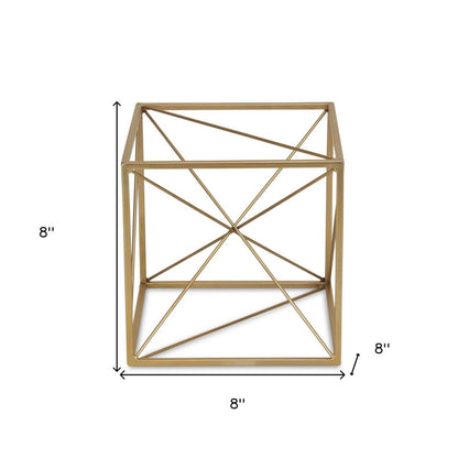8" Gold Metal Abstract Geo Cube Sculpture HomeRoots