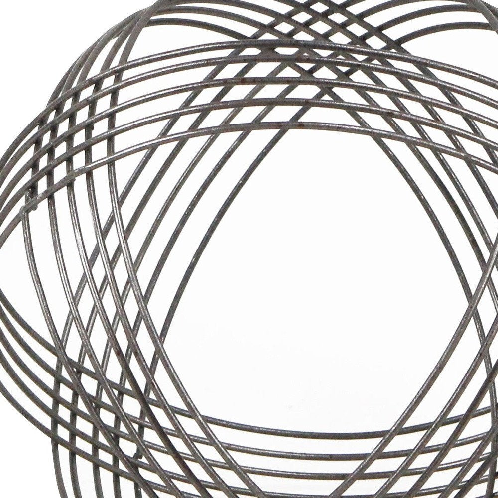 9" Gray Metal Hand Painted Decorative Orb Tabletop Sculpture HomeRoots