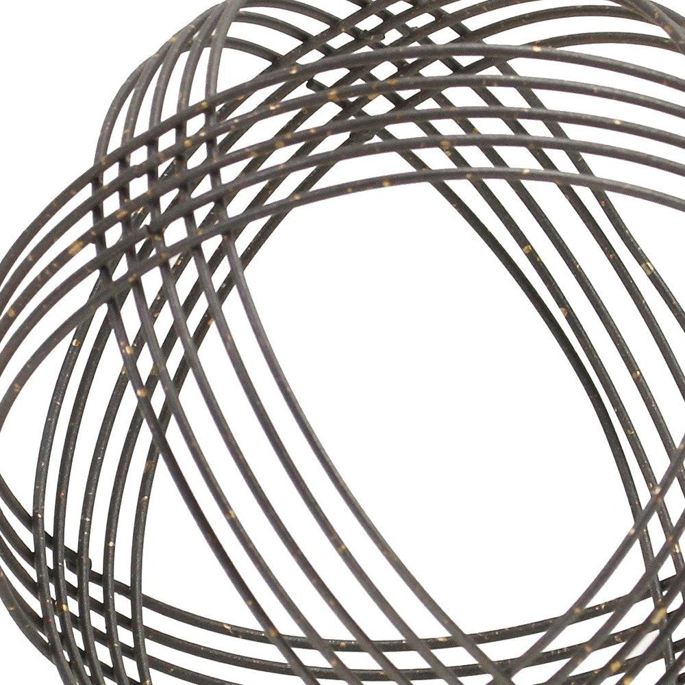 7" Gray Metal Hand Painted Decorative Orb Tabletop Sculpture HomeRoots