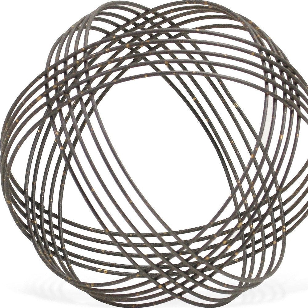 7" Gray Metal Hand Painted Decorative Orb Tabletop Sculpture HomeRoots