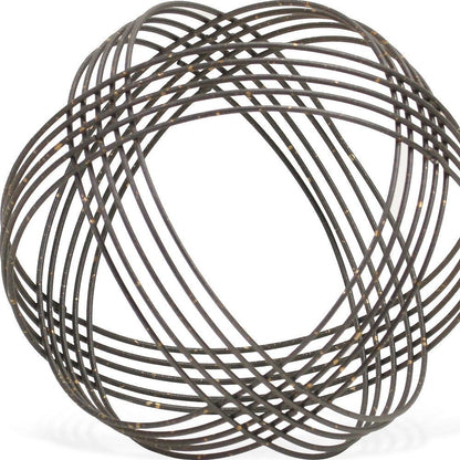 7" Gray Metal Hand Painted Decorative Orb Tabletop Sculpture HomeRoots