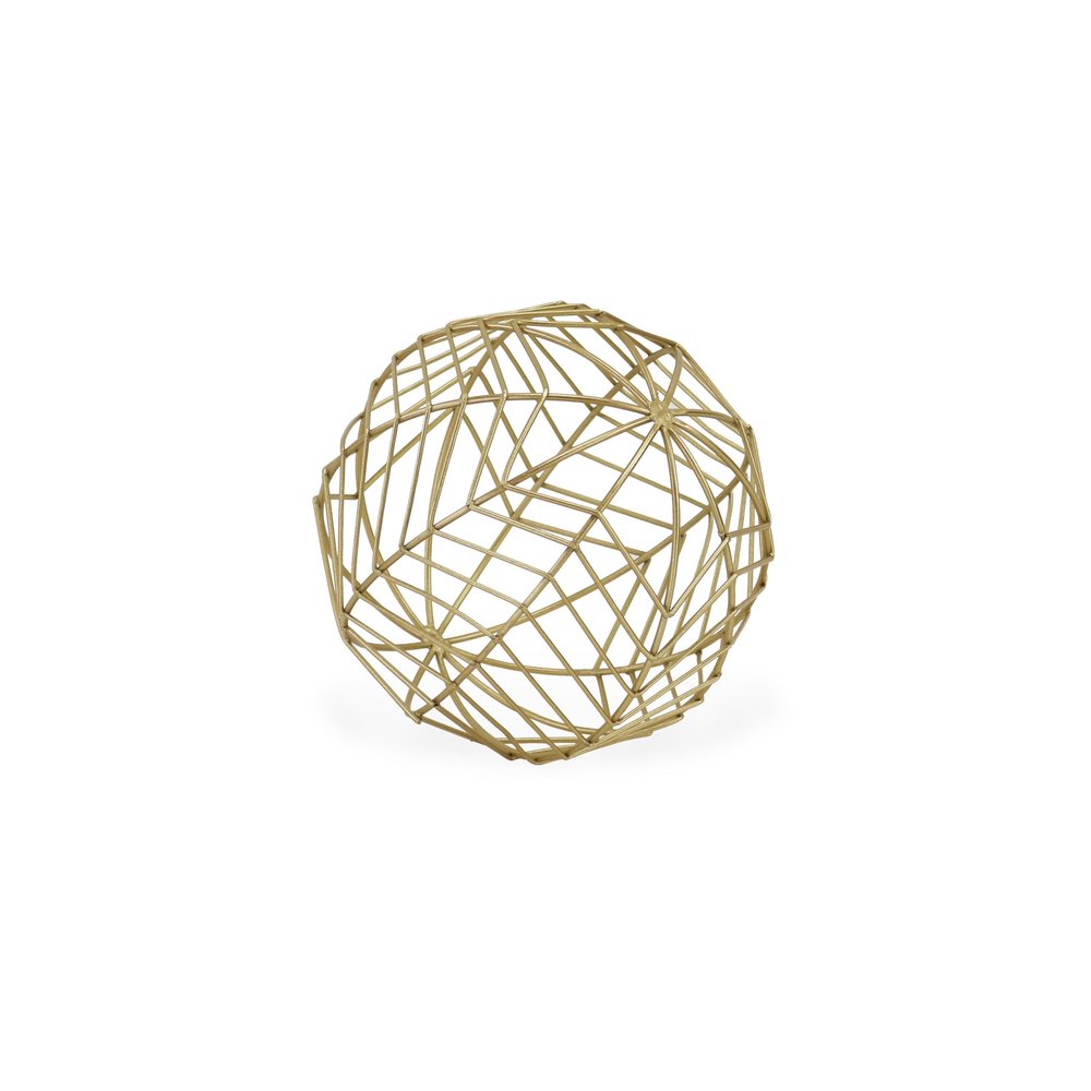 7" Gold Metal Hand Painted Decorative Orb Tabletop Sculpture HomeRoots