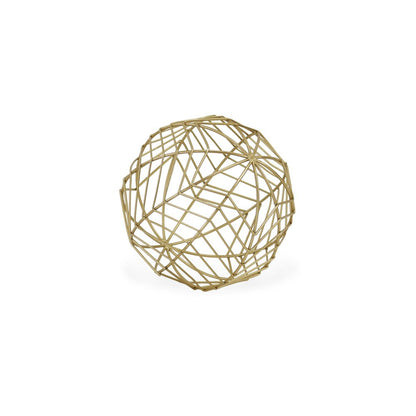 7" Gold Metal Hand Painted Decorative Orb Tabletop Sculpture HomeRoots