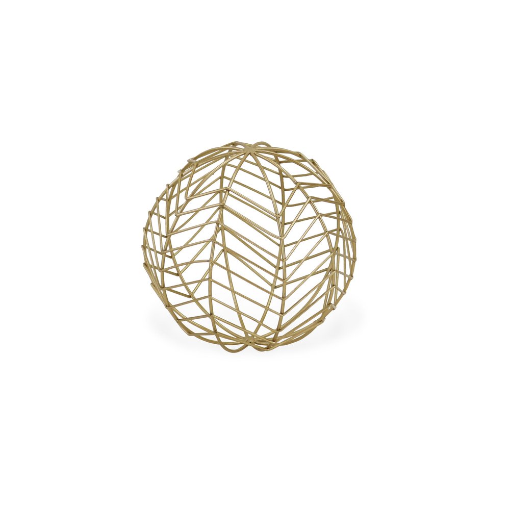 7" Gold Metal Hand Painted Decorative Orb Tabletop Sculpture HomeRoots