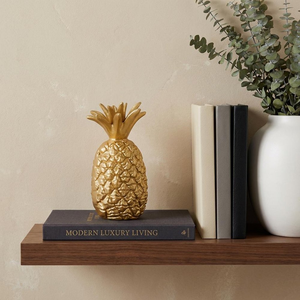 9" Gold Cast Iron Pineapple Hand Painted Sculpture HomeRoots