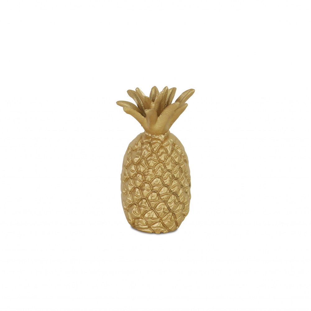 9" Gold Cast Iron Pineapple Hand Painted Sculpture HomeRoots