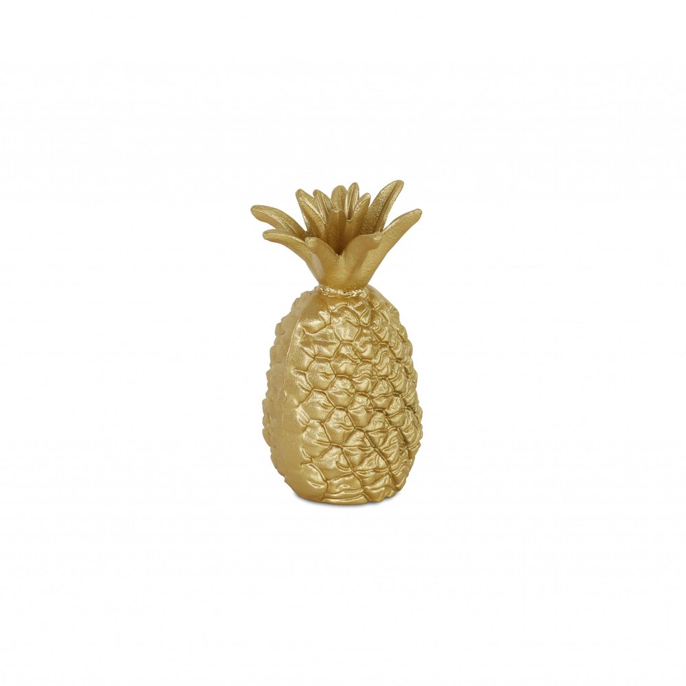 9" Gold Cast Iron Pineapple Hand Painted Sculpture HomeRoots