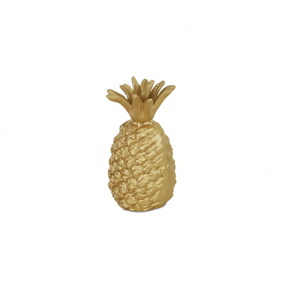 9" Gold Cast Iron Pineapple Hand Painted Sculpture HomeRoots