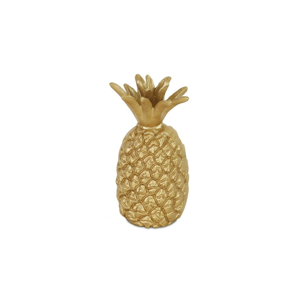9" Gold Cast Iron Pineapple Hand Painted Sculpture HomeRoots
