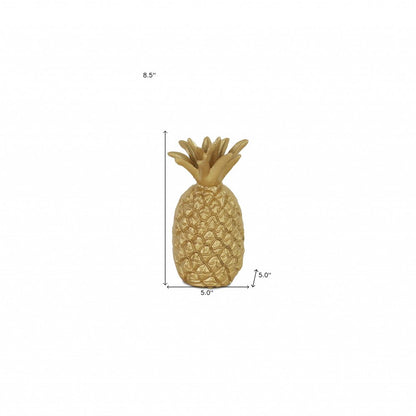 9" Gold Cast Iron Pineapple Hand Painted Sculpture HomeRoots