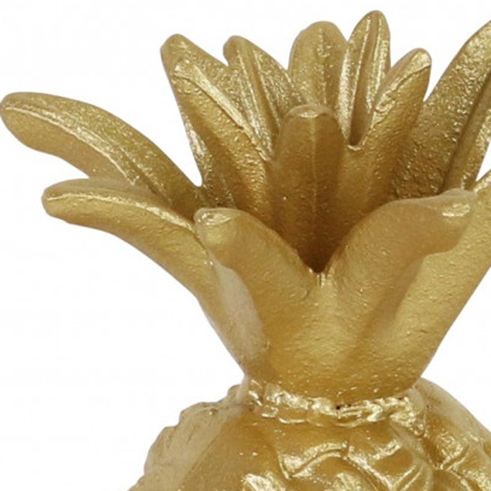 9" Gold Cast Iron Pineapple Hand Painted Sculpture HomeRoots