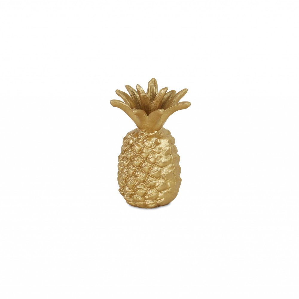 8" Gold Cast Iron Pineapple Hand Painted Sculpture HomeRoots