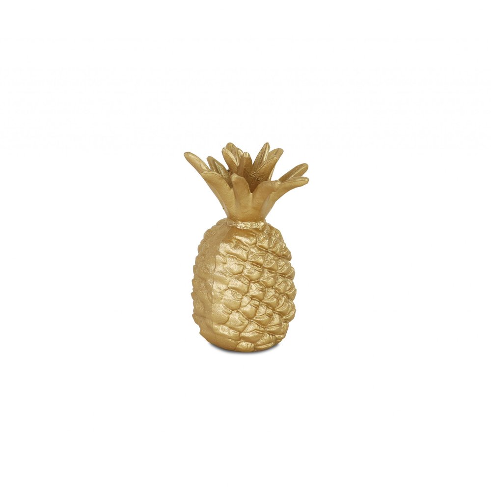8" Gold Cast Iron Pineapple Hand Painted Sculpture HomeRoots