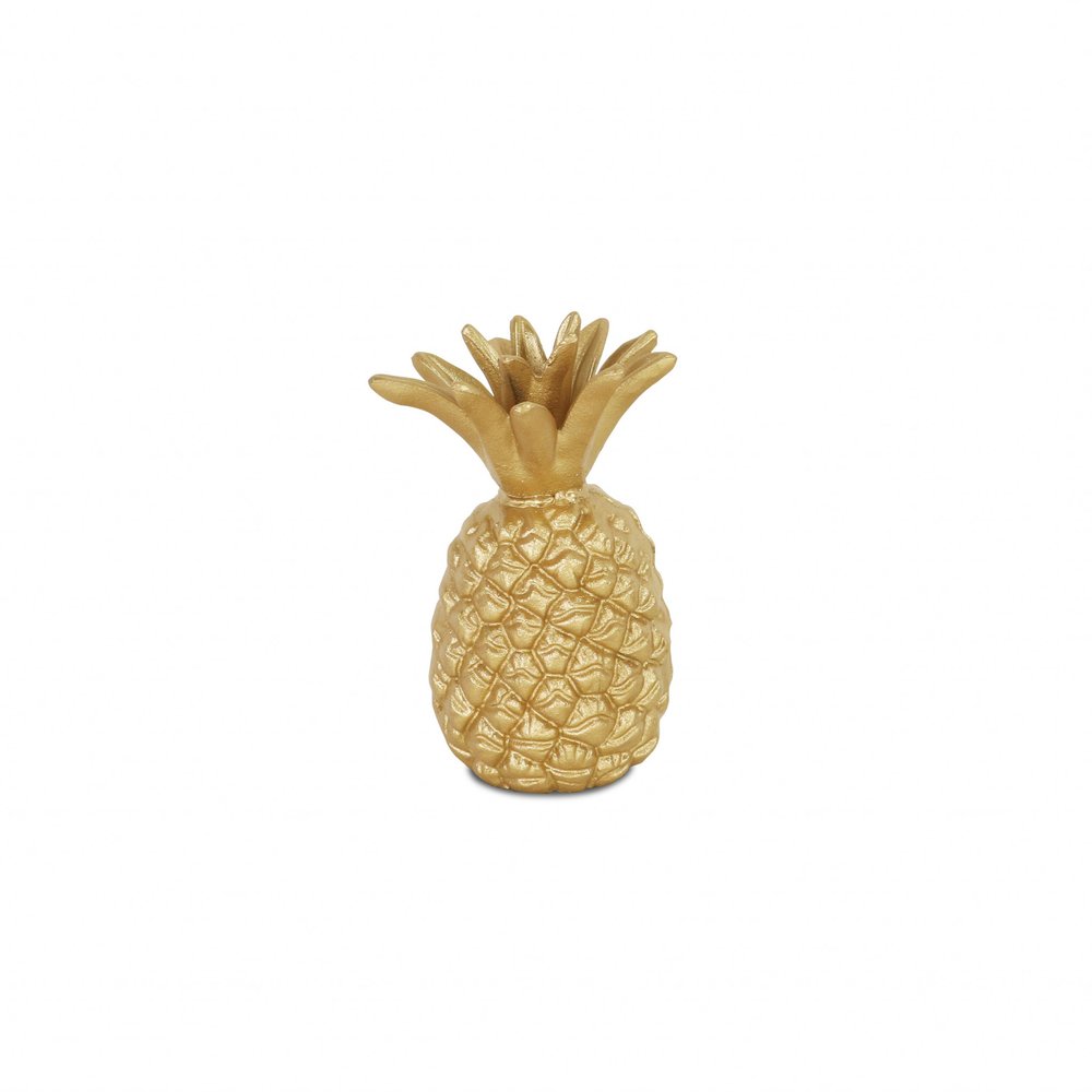 8" Gold Cast Iron Pineapple Hand Painted Sculpture HomeRoots