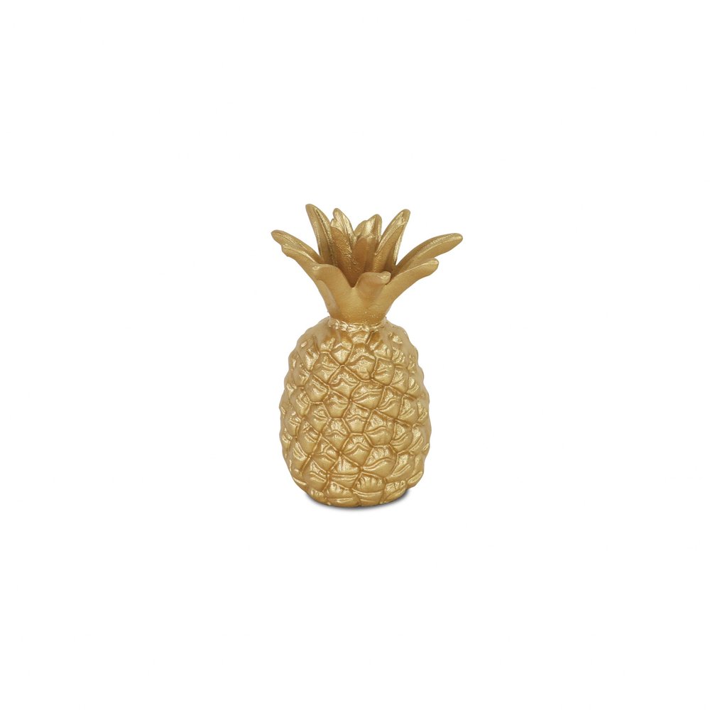 8" Gold Cast Iron Pineapple Hand Painted Sculpture HomeRoots