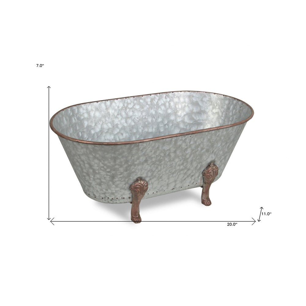 7" Gray Galvanized Metal Hand Painted Tabletop Sculpture HomeRoots