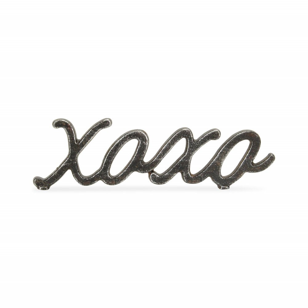 3" Black Cast Iron Hand Painted XOXO Sentiment Tabletop Sculpture HomeRoots
