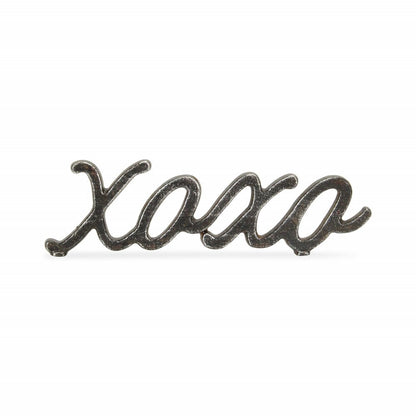 3" Black Cast Iron Hand Painted XOXO Sentiment Tabletop Sculpture HomeRoots
