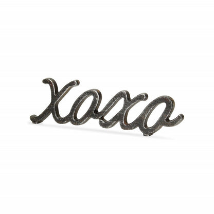 3" Black Cast Iron Hand Painted XOXO Sentiment Tabletop Sculpture HomeRoots