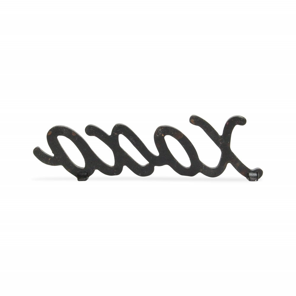 3" Black Cast Iron Hand Painted XOXO Sentiment Tabletop Sculpture HomeRoots