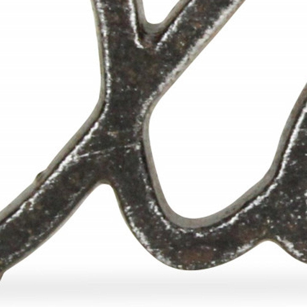 3" Black Cast Iron Hand Painted XOXO Sentiment Tabletop Sculpture HomeRoots