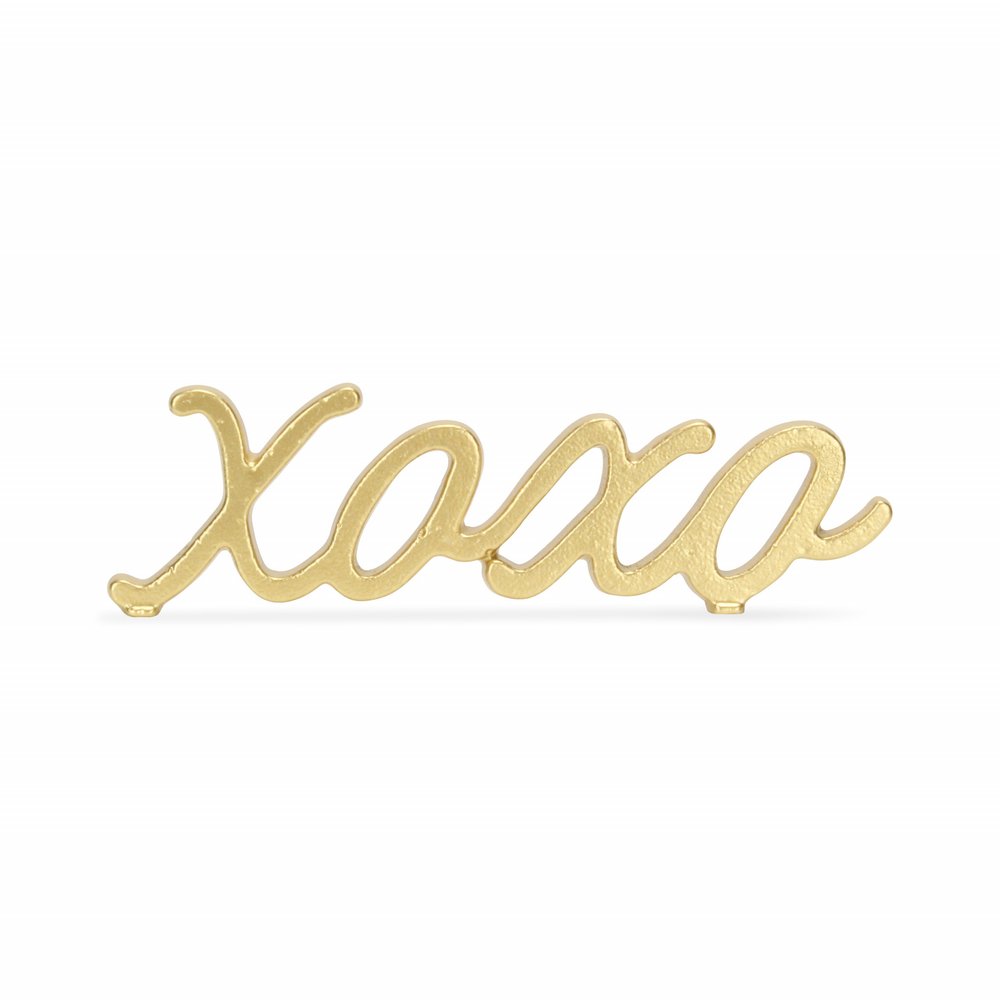3" Gold Cast Iron Hand Painted XOXO Sentiment Tabletop Sculpture HomeRoots
