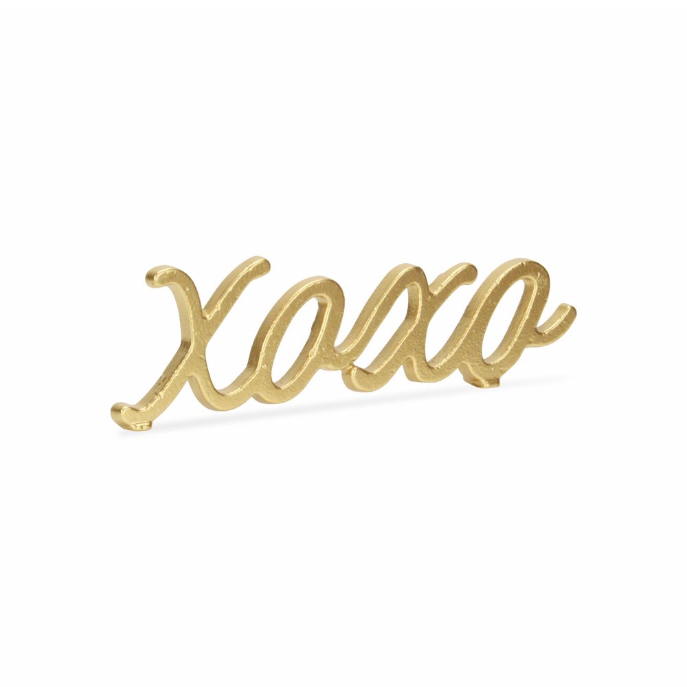 3" Gold Cast Iron Hand Painted XOXO Sentiment Tabletop Sculpture HomeRoots