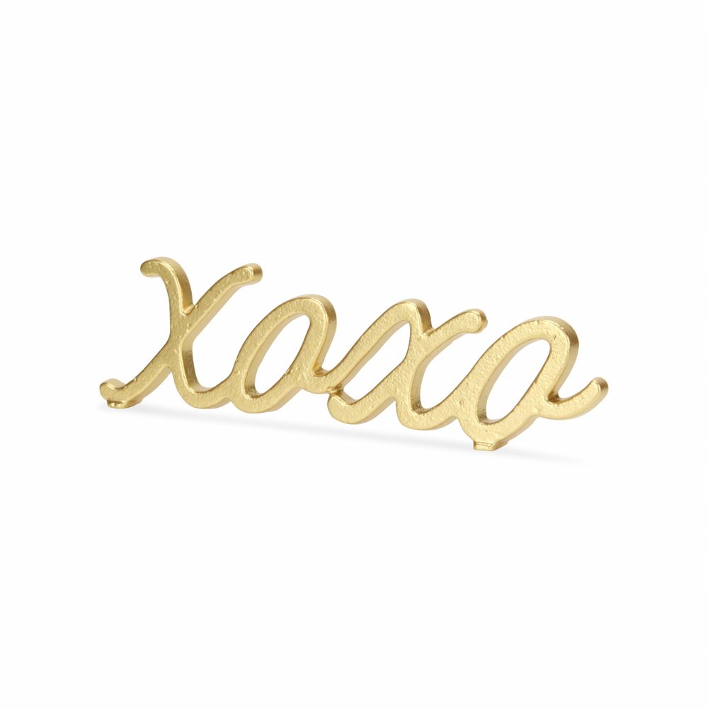 3" Gold Cast Iron Hand Painted XOXO Sentiment Tabletop Sculpture HomeRoots