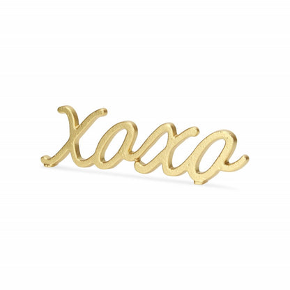 3" Gold Cast Iron Hand Painted XOXO Sentiment Tabletop Sculpture HomeRoots