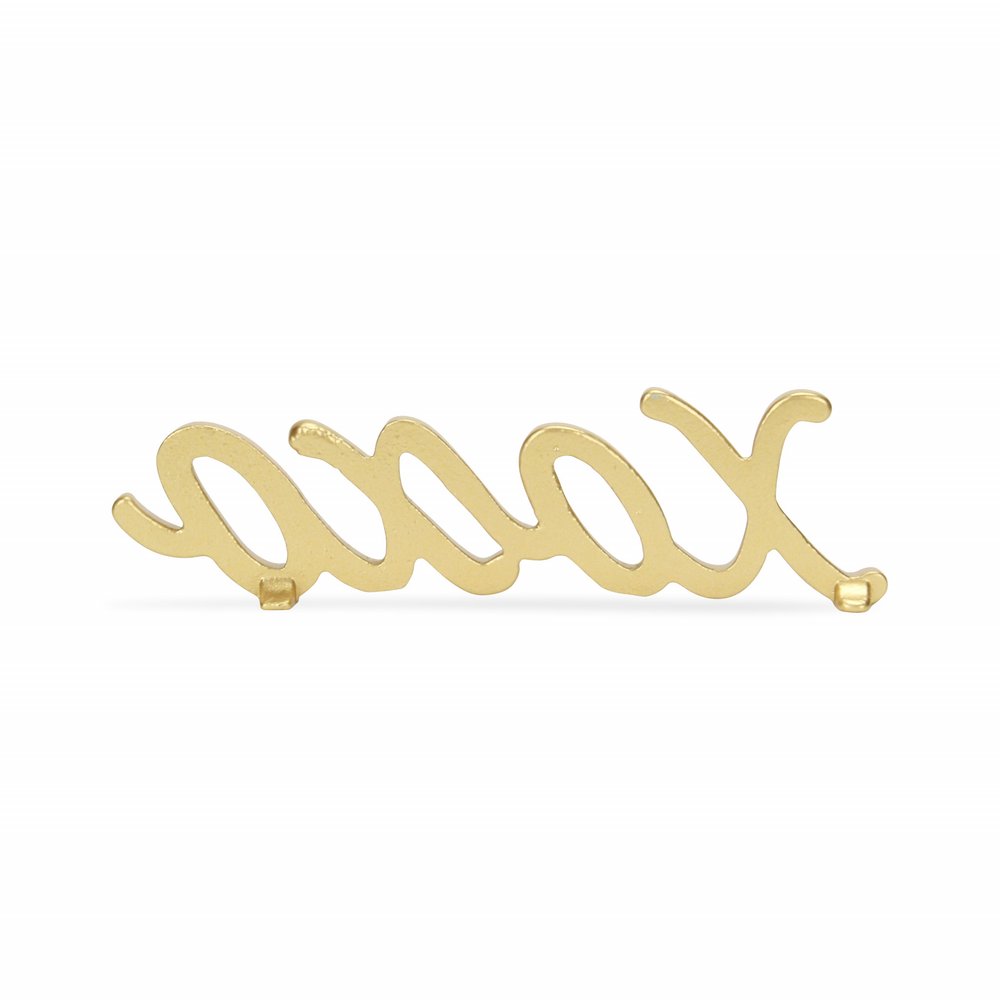 3" Gold Cast Iron Hand Painted XOXO Sentiment Tabletop Sculpture HomeRoots