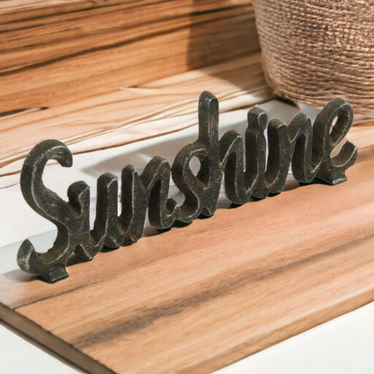 3" Black Cast Iron Hand Painted Sunshine Sculpture HomeRoots