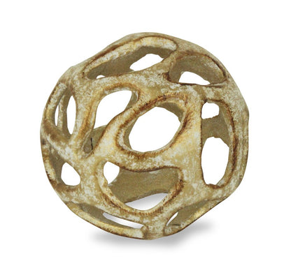 4" Gold Cast Iron Hand Painted Decorative Orb Tabletop Sculpture HomeRoots