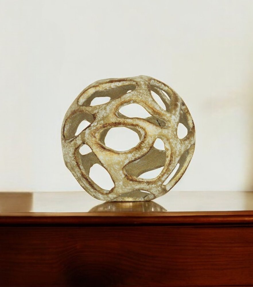 4" Gold Cast Iron Hand Painted Decorative Orb Tabletop Sculpture HomeRoots