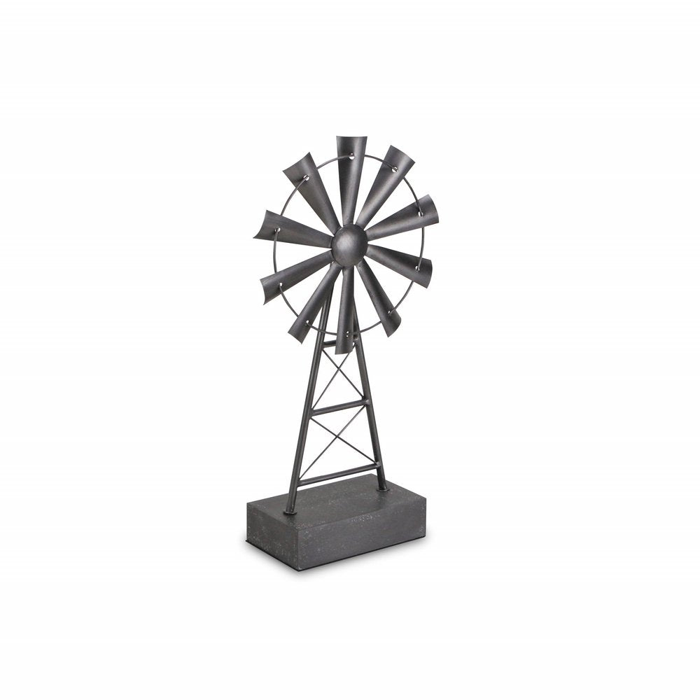 21" Gray Metal Windmill Hand Painted Sculpture HomeRoots