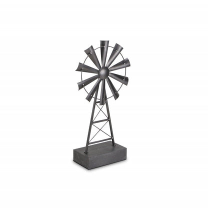 21" Gray Metal Windmill Hand Painted Sculpture HomeRoots