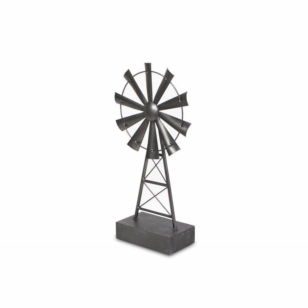 21" Gray Metal Windmill Hand Painted Sculpture HomeRoots