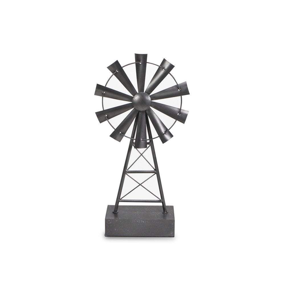 21" Gray Metal Windmill Hand Painted Sculpture HomeRoots