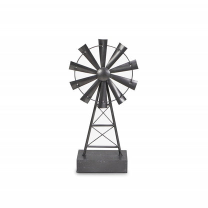 21" Gray Metal Windmill Hand Painted Sculpture HomeRoots