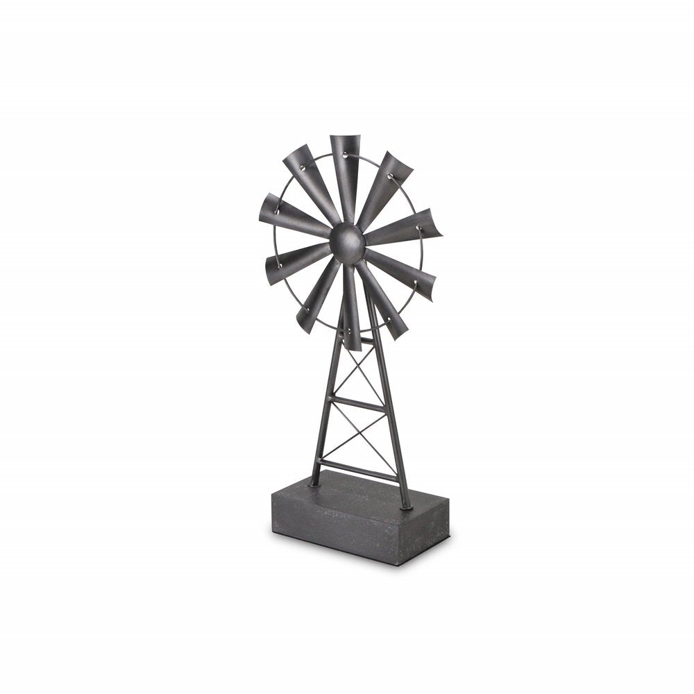 21" Gray Metal Windmill Hand Painted Sculpture HomeRoots