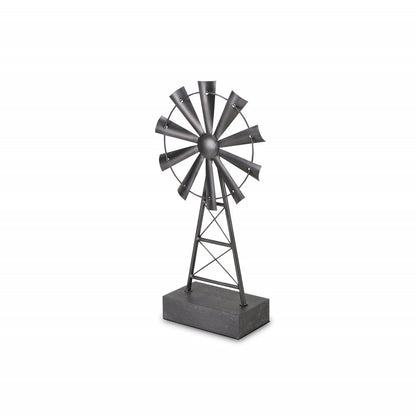21" Gray Metal Windmill Hand Painted Sculpture HomeRoots