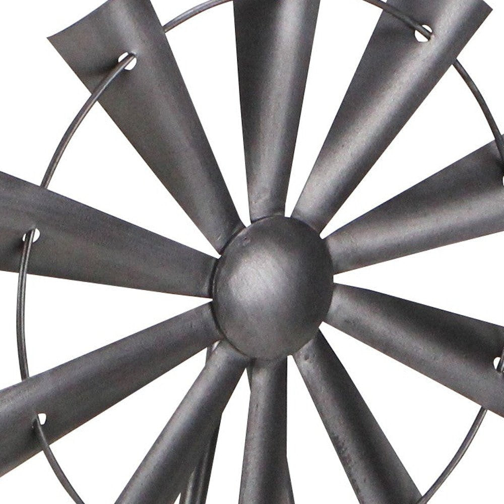 21" Gray Metal Windmill Hand Painted Sculpture HomeRoots