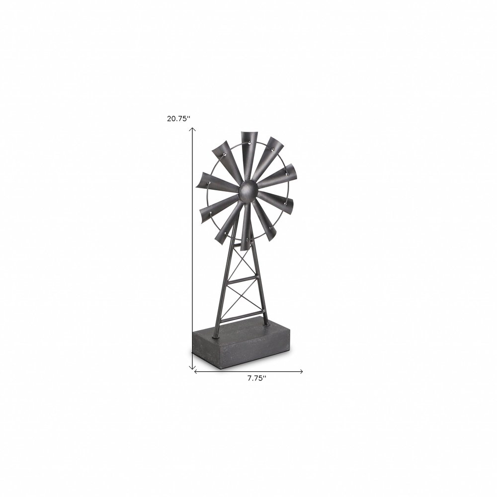 21" Gray Metal Windmill Hand Painted Sculpture HomeRoots