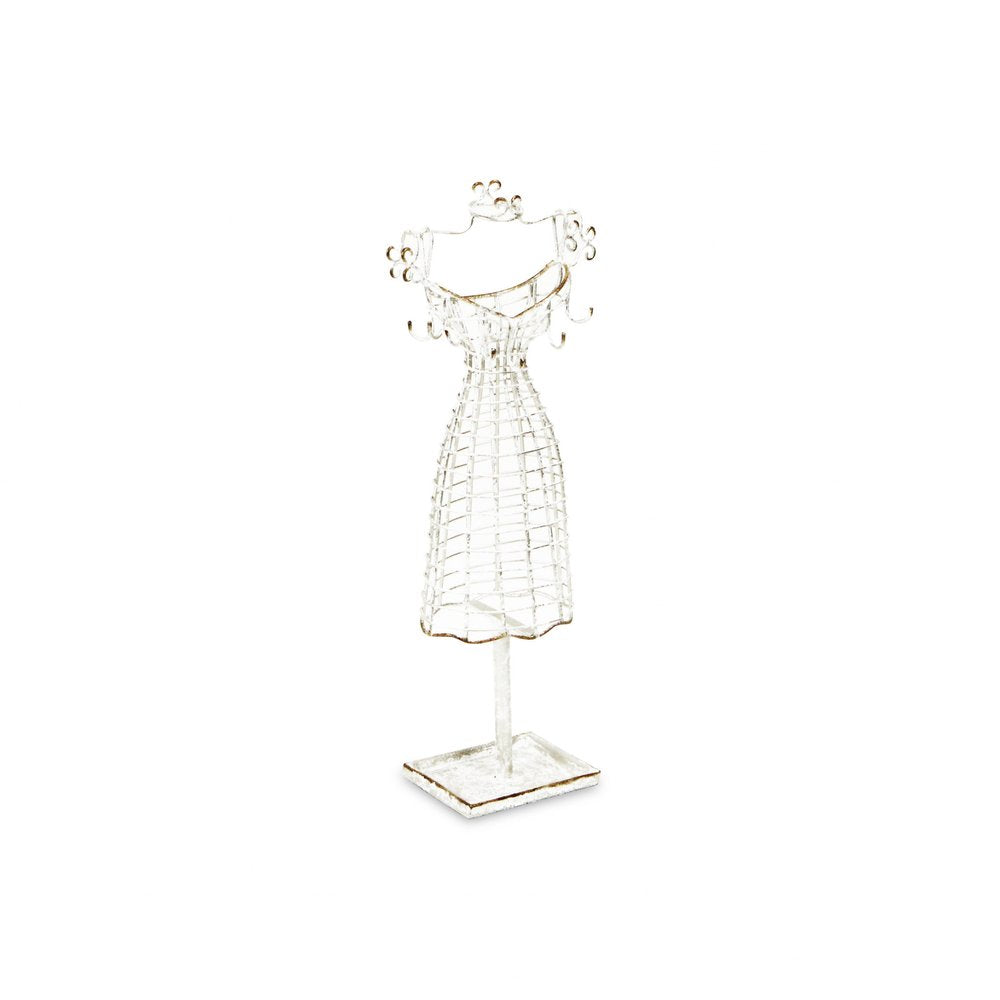 17" Silver Metal Dress Form Sculpture and Jewelry Holder HomeRoots