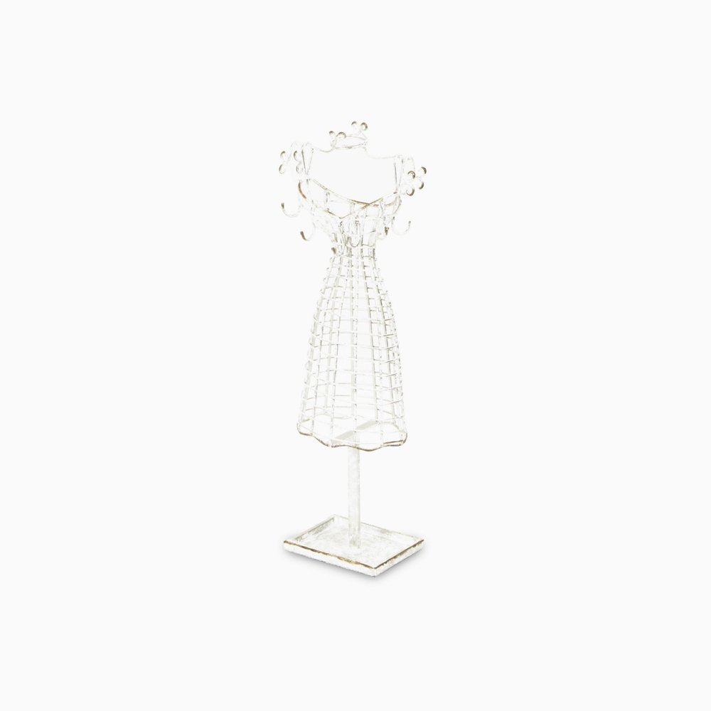 17" Silver Metal Dress Form Sculpture and Jewelry Holder HomeRoots