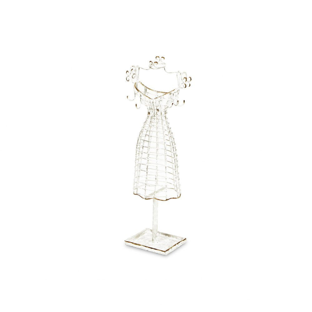 17" Silver Metal Dress Form Sculpture and Jewelry Holder HomeRoots
