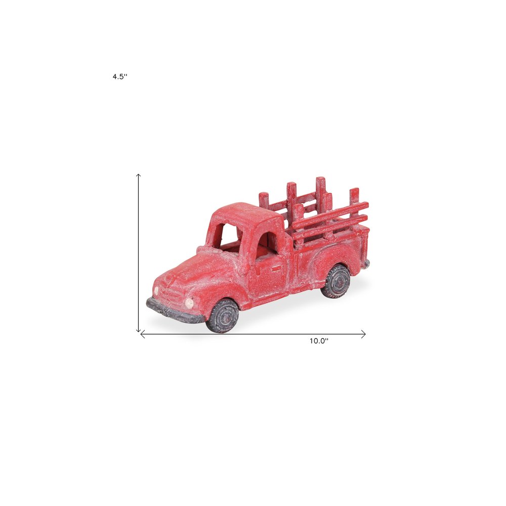 5" Red Metal Hand Painted Decorative Truck Tabletop Sculpture HomeRoots