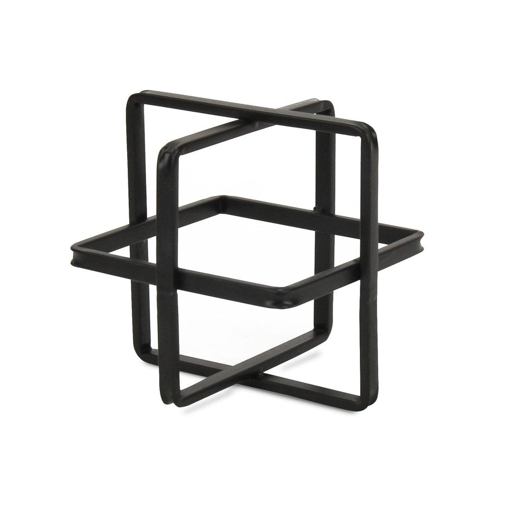 6" Black Metal Abstract Cube Sculpture HomeRoots