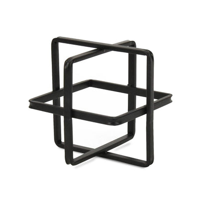 6" Black Metal Abstract Cube Sculpture HomeRoots